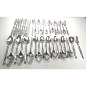 Vintage EKCO Eterna Mary Jane Stainless Flatware Set 39 Pc Service Japan